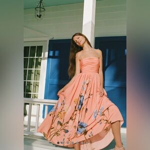 Anthropologie, ruched bodice maxi dress, never worn, floral pattern